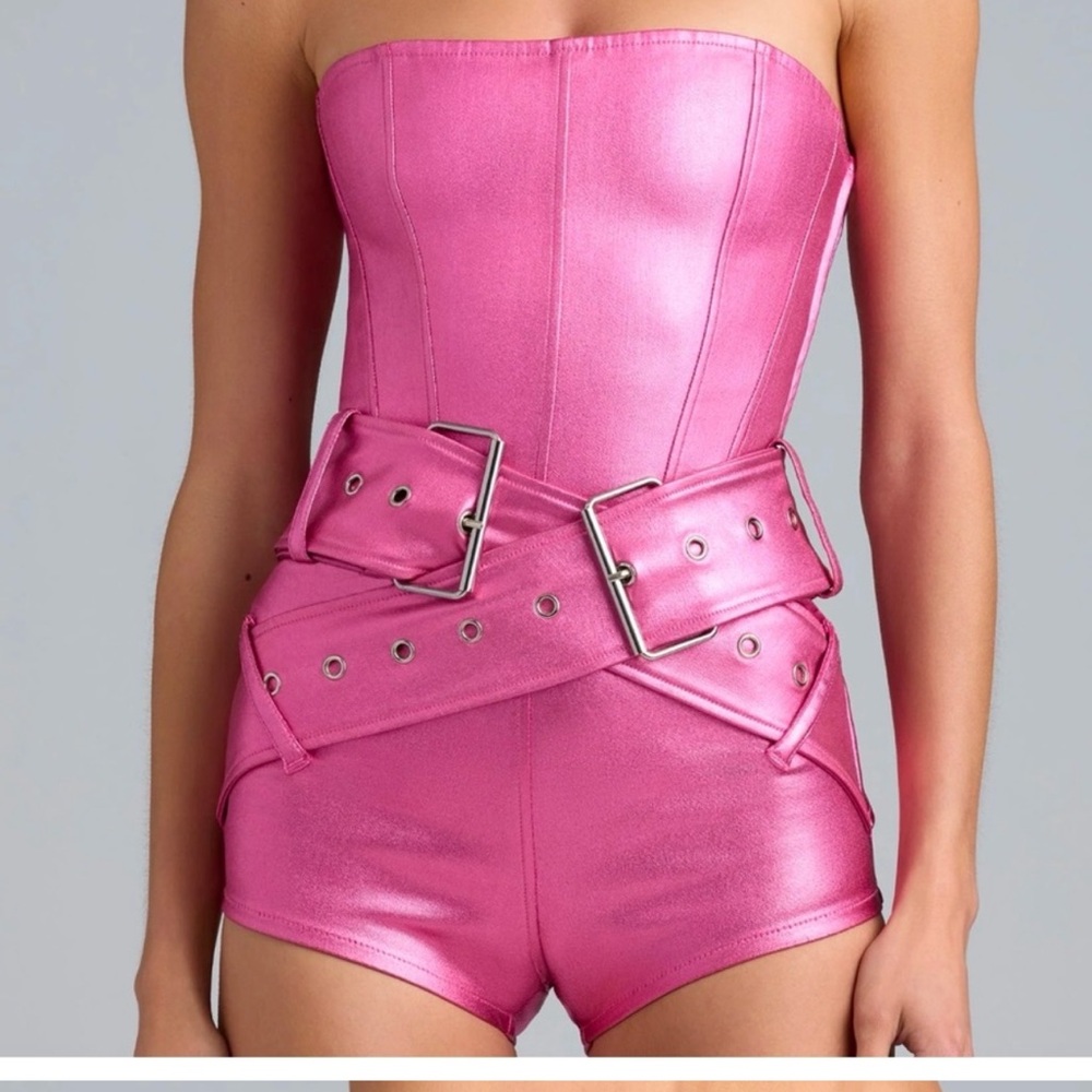 Oh Polly Deep Pink Strapless Romper uk 14 us 10